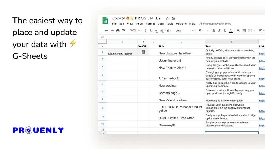 Proven.ly Google Sheet