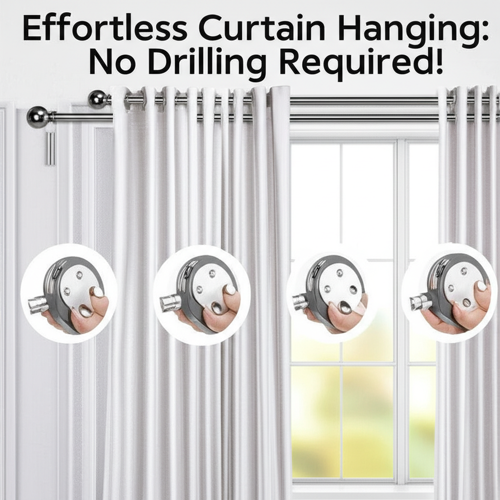 Effortless Curtain Hanging: No Drilling Required!